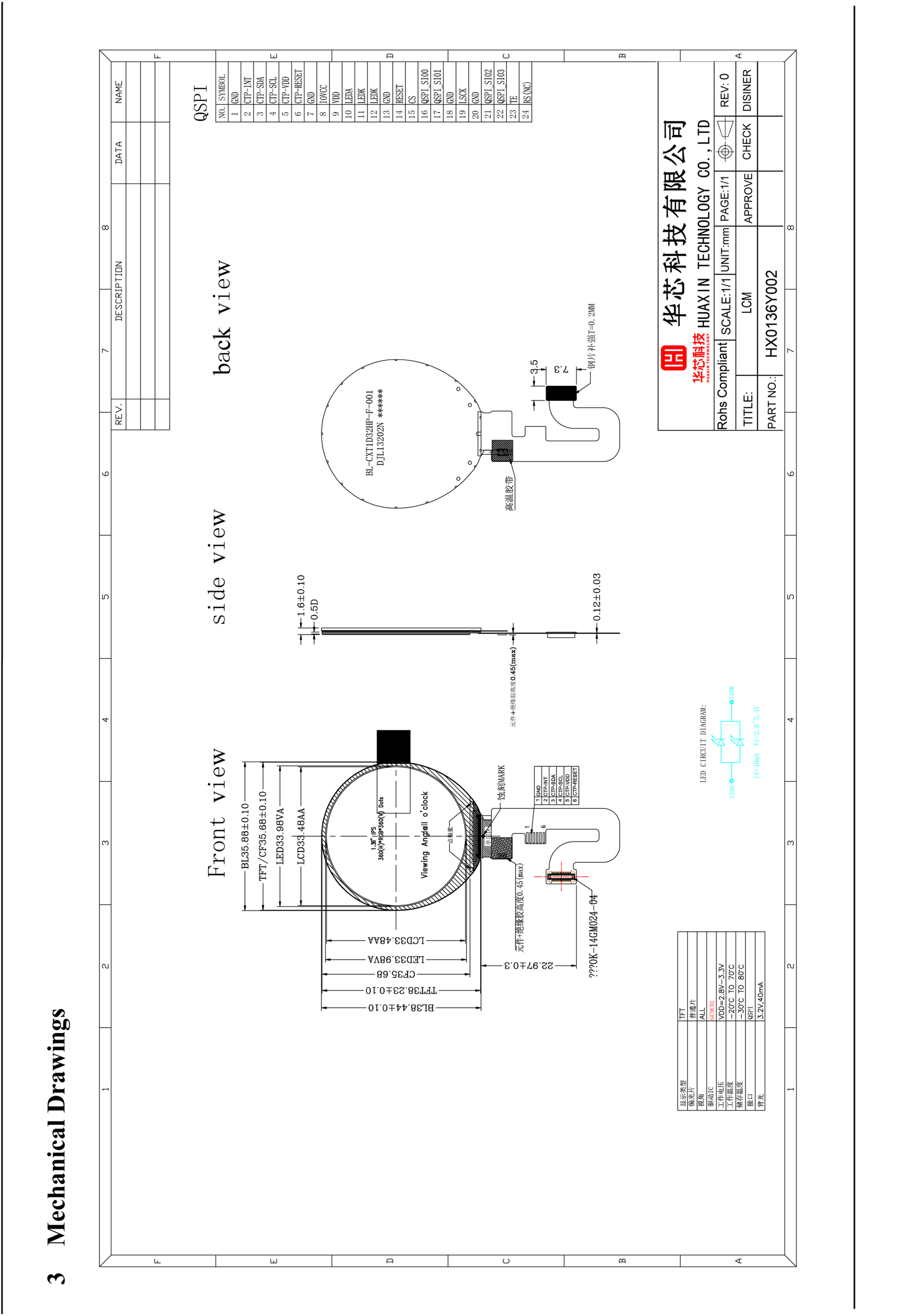 1.36-Inch Circular TFT Screen | 360×360 Pixel, QSPI Interface, GC9C01 IC, 400cd/m² for Smart Home Mini Panels & IoT Control Devices