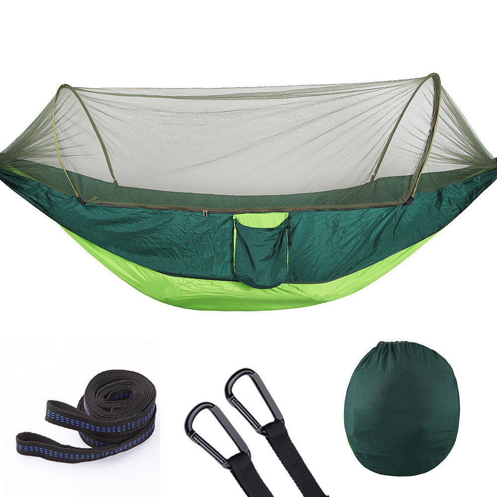 Automatic Quick Open Nylon Camping Hammock with Mosquito Net Waterproof and Versatile