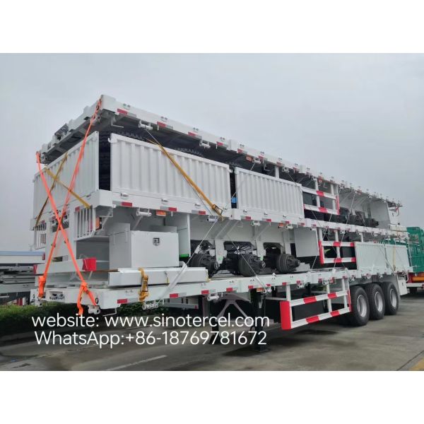 SINOTERCEL 3 Axles Sidewall Semi Trailer Cargo Container Trailer with Carbon Steel or Mn Steel Construction