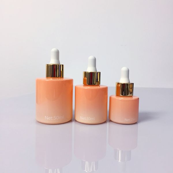 30ml Luxury Custom Serum Gradient Orange Glass Dropper Bottle For Essential Oil
