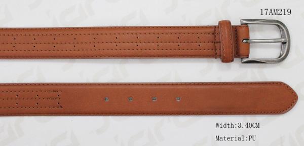 Old Silver Buckle Brown PU Mens Dress Belts With Punching Circle Holes Decoration