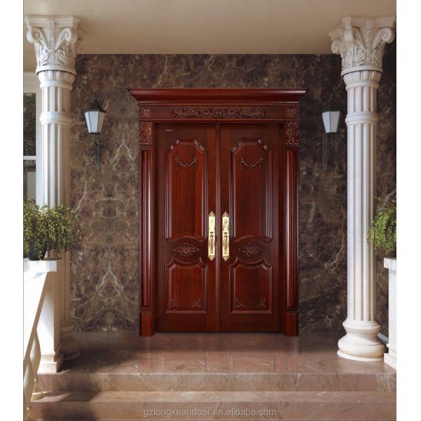 2 Leaf Double Laminated Wooden Doors 120mins Front Entrance Wooden Door