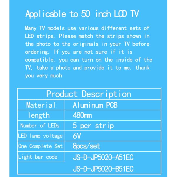 Для телевизора D50-F2000 LD-50SF6015BT Light Bar JS-D-JP5020-A51EC/B51EC