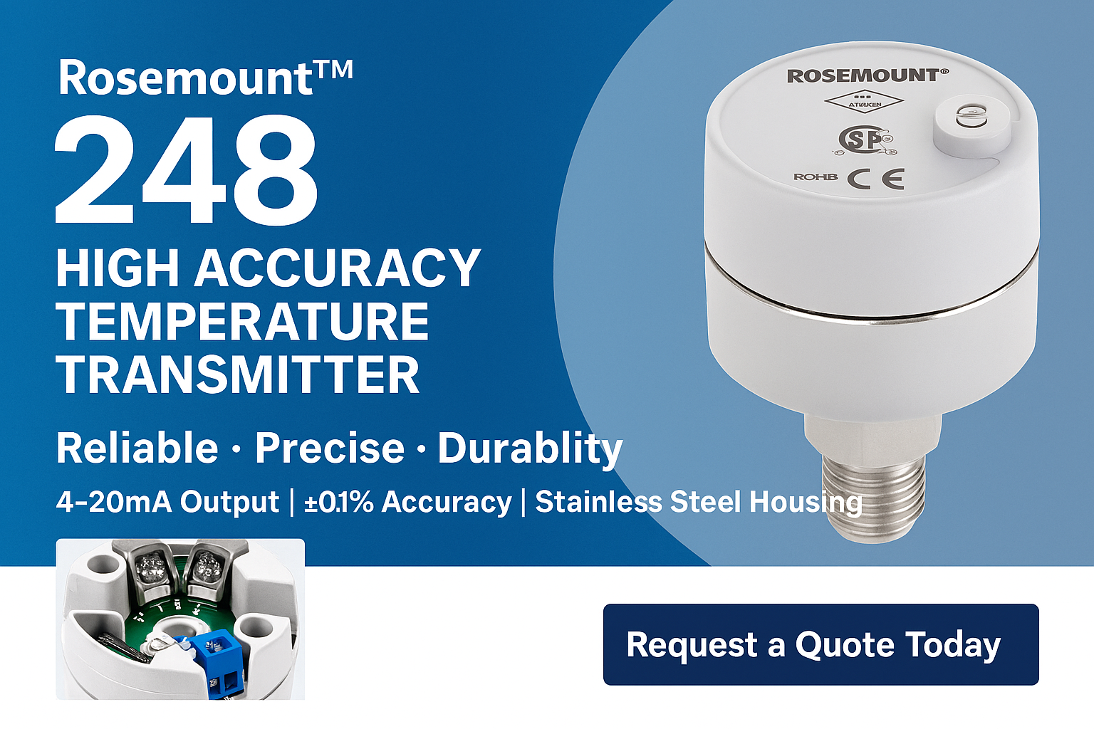 50mA  248 High Accuracy Temperature Transmitter Stainless Steel Housing