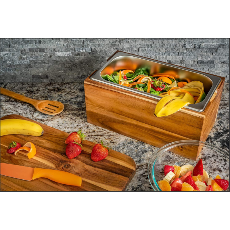 Multi Functional Waste Compostable Kitchen Bins with Stainless Steel Lid European