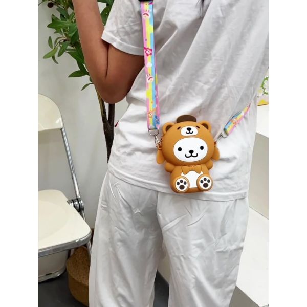 Kawaii Crossbody Bag Cute Shoulder Bag Cartoon Animal Silicone Bag Anime Purse Wallet Girls Kids Birthday Christmas Gift