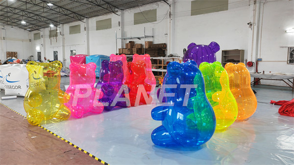 Portable Event Stage Clear PVC Inflatable Transparent Bear For Decoration