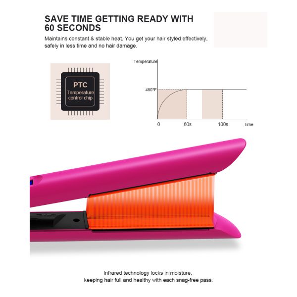 1 Inch 450 Degrees Ceramic Plate Flat Iron Professional Salon Tools Infrared