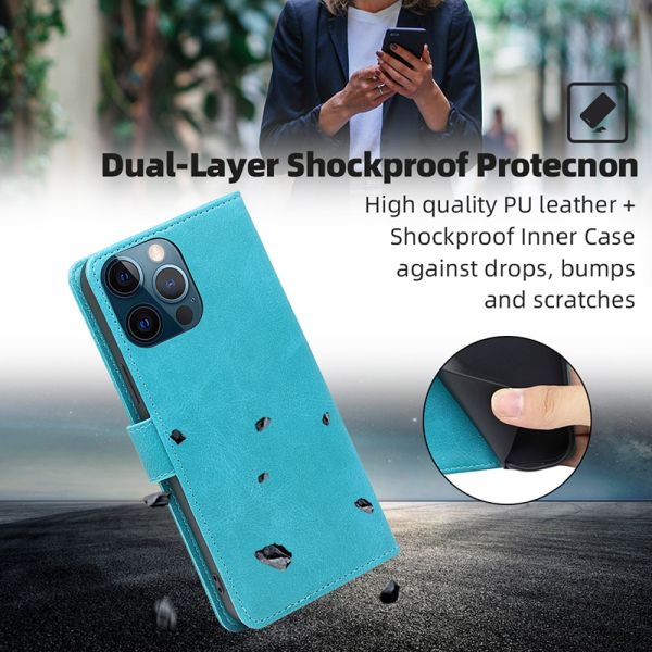 Anti-Scratch Vintage Flip Leather Wallet Case for iPhone 6 7 8 X XS XR 11 12 13 14 15 Pro Max