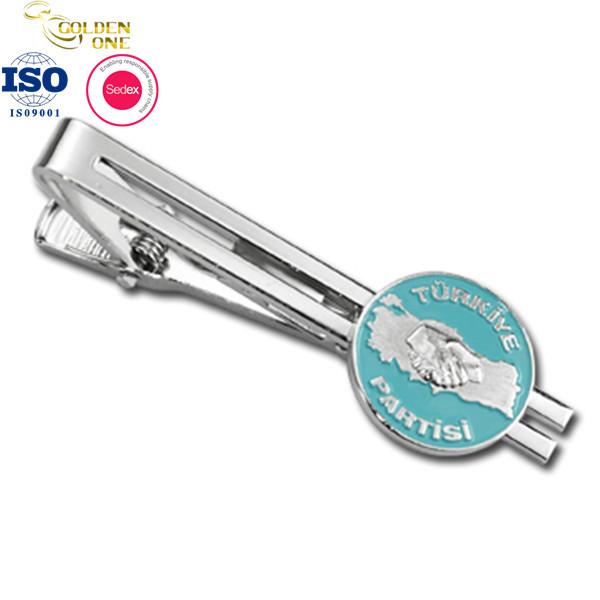 Blank Custom Logo Tie Clip , Metal Personalized Tie Clip With Chain