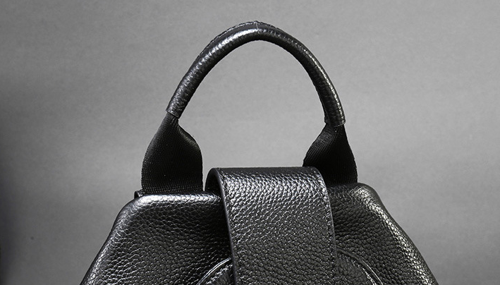 Casual Vintage Large Womens Backpack Bags , Lady Solid School Black Leather Rucksack