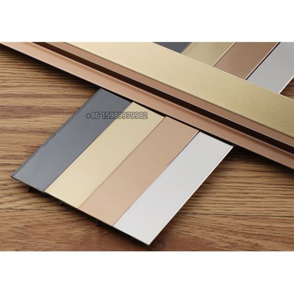 Mirror Effect T Shaped Stainless Steel Profile , Grooved T Profile Patti T40