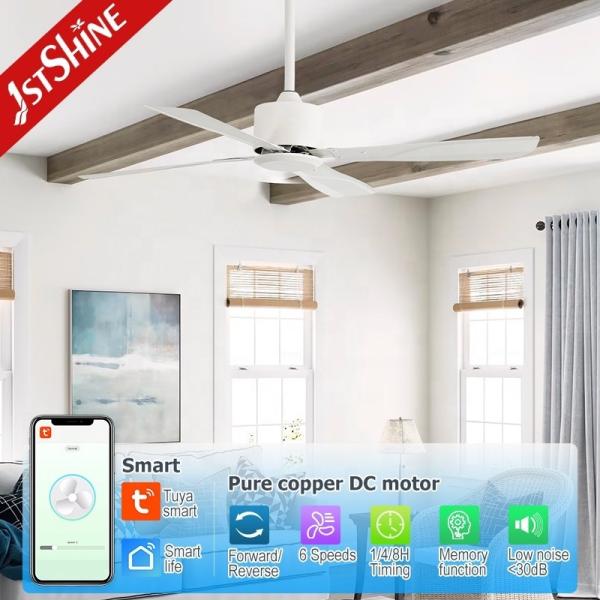110-240V/50Hz-60Hz Ventilador de teto de ferro branco com controle remoto inteligente e 4 lâminas