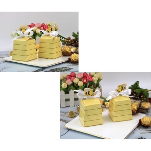 Honeybee Golden Biodegradable Paper Food Packaging Chocolate Gift Wrap Box