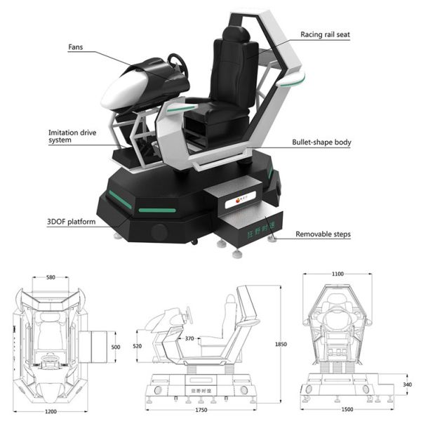 Business VR Motion Ride VR Racing Car Virtual Reality Simulations For VR Park