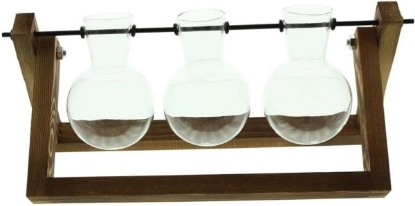 Wooden Trio Vase Holder for Home Decoration