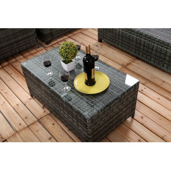 6 PCS Chair Back Adjustable Rattan Sofa Set With Powder Coated Steel Frame