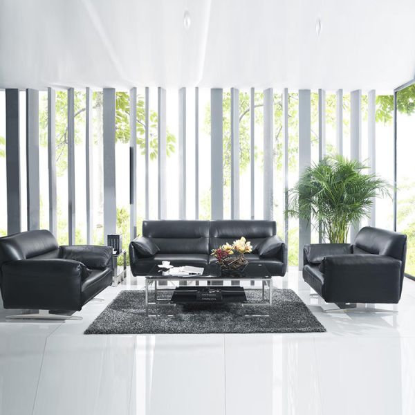 3 2 1 Seat Office Furniture Sofa Black Leather Sectional Durable
