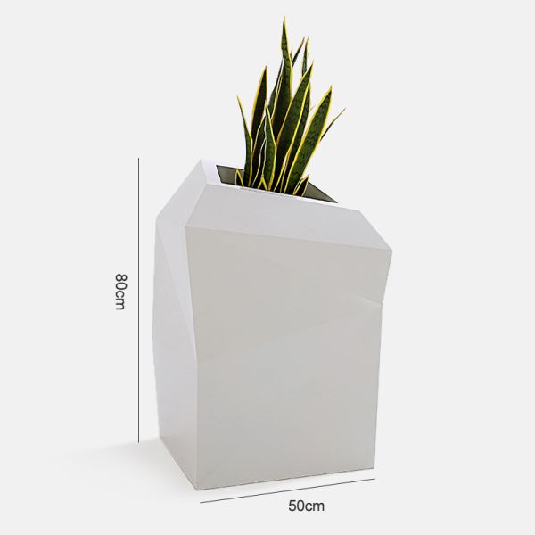 40cm Tall Polygon Stainless Steel Pot Planter Set Surface Paint Or Electroplate