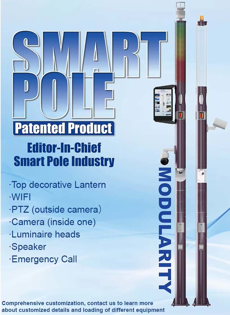 Multi-Function Smart Pole with Lighting, CCTV, WiFi and Speaker
