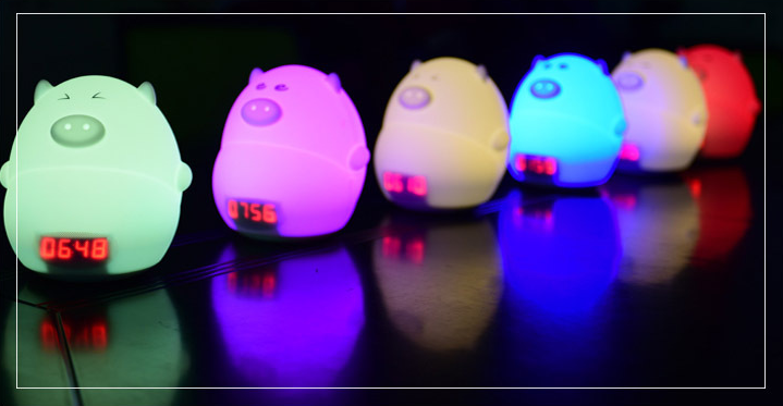 Лампа часов свиньи кремнезема 7 цветов с перезаряжаемые батареей 1200mA