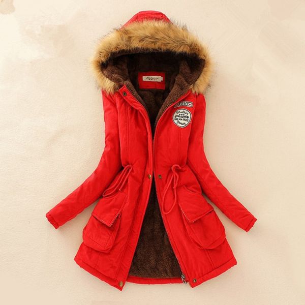 Thick winter jacket women winter jacket parka jacket with fur warm collar lining thick woolen jacket