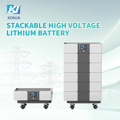 KonJa Power 48V 96V 144V 192V 240V 288V 100Ah Home LifePO4 Bateria solar empilhável com controle de tela