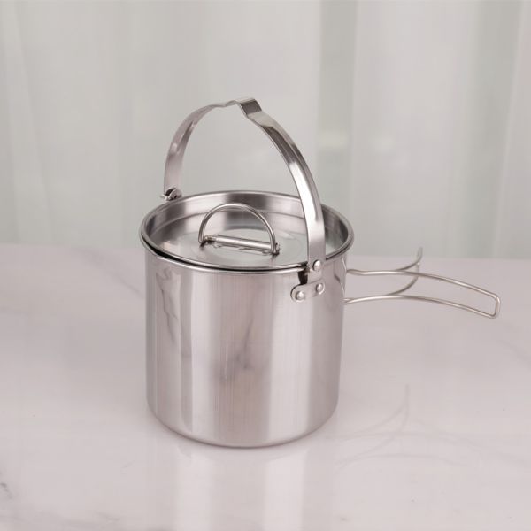 Stainless Steel Outdoor Camping Pot Set Backpacking Cookout Picnic Cookware