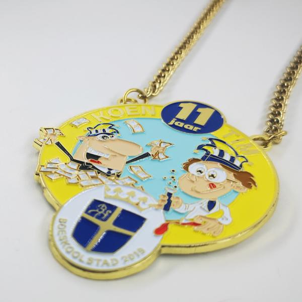 Boeskoolstad Carnival Medal Gold Plated Chain Attached Soft Enamel Colors