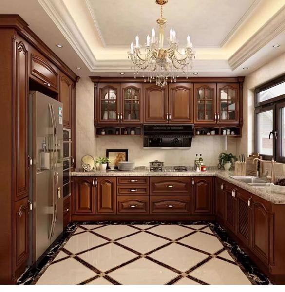 Solid Wood 10x10 Modern Traditional Kitchen Cabinets Assembled Scratch Resistant