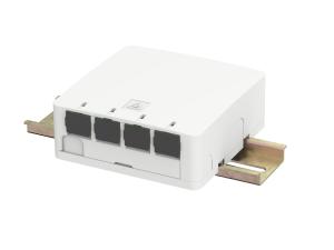 Caixa de terminação de fibra de interior de 4 portas para rack DIN de 35 mm