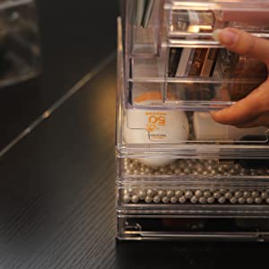 Cosmetic Storage Box Makeup Storage Container Organiser, Skincare Makeup Organizer, Brush Holder, Vanity Shelf