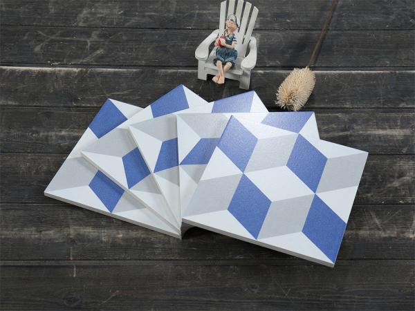White and Blue Ceramic Rustic Tile 200x200mm for Indoor Floor