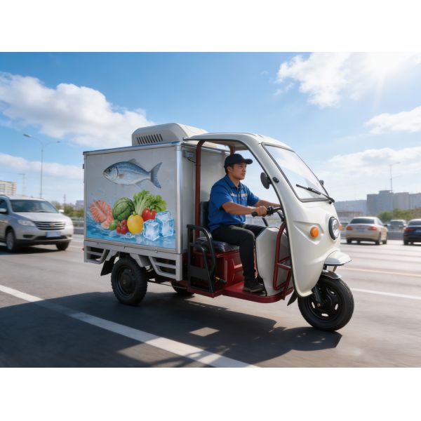 Gasoline-Powered Refrigerated Tricycle with 150cc Engine, 0°C to -18°C Temperature Range, and 970L Cargo Capacity for Cold Chain Logistics