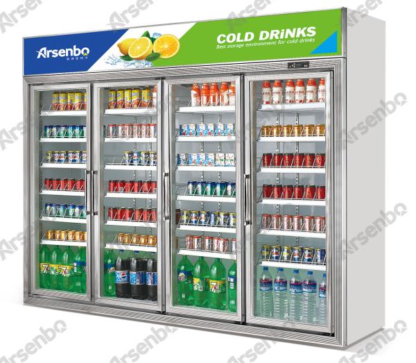 Upright 4 Door Commercial Display Drink Fridge 1000L SS304 Material