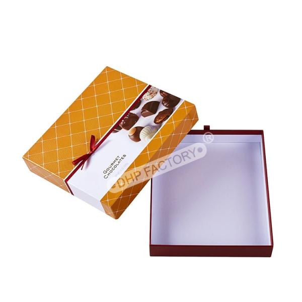 Luxury Chocolate Truffle Box Packaging Chocolate Drawer Box With Ribbon Decoration