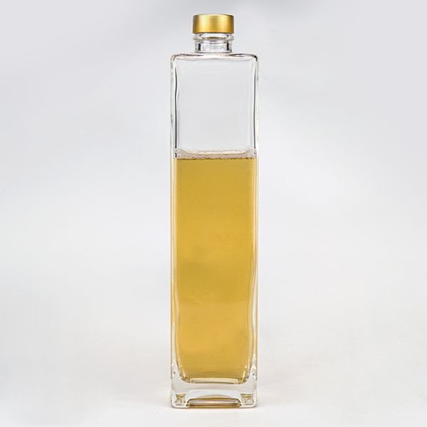 Electroplating 750ml Gold Cork Top Rectangle Vodka Wine Glass Bottles for Liquors