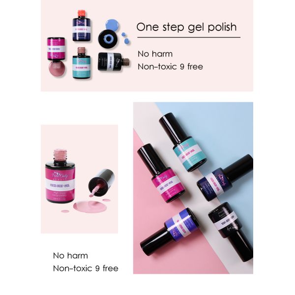 Vernis à ongles gel 1 étape organique service personnalisé, certifié CPSR, 48 couleurs, volume 10 ml