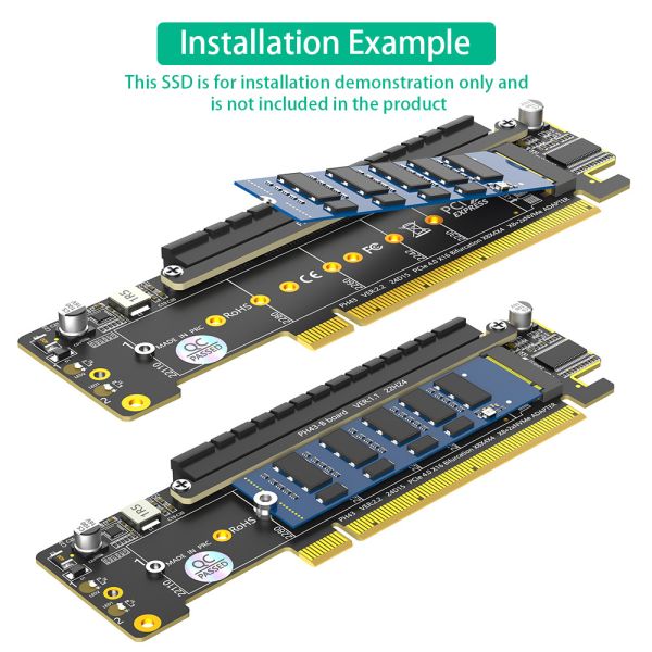 Двойной адаптер NVMe PCIe PCIe 4.0 X16 для двойного NVMe и 1x больше адаптер PCIe x16 для SSD M.2 NVMe