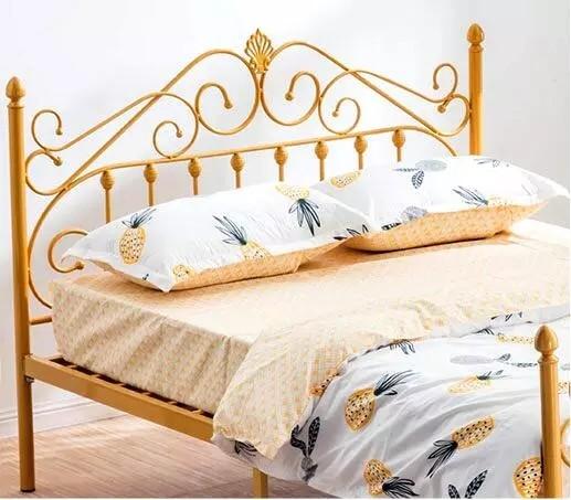 Wrought Iron Metal Double Bed Queen Sizes 0.6-1.5mm Thick Steel Pipe
