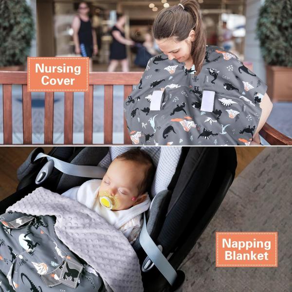 Multi-use Infant Car Seat Cover,Baby Carrier,Nursing Cover,Minky Blanket