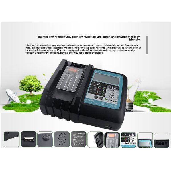 Fast Charger Compatible with Makit 14.4V 18V LXT Li-ion Batteries Replacement DC18RC Power Tool Battery Charger