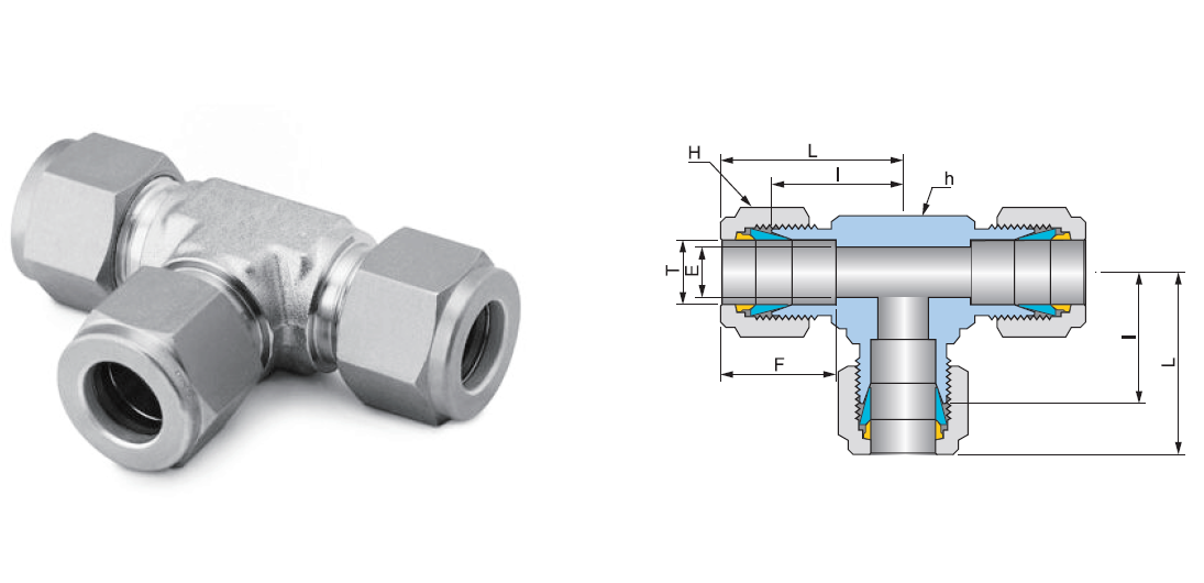 4mm 6mm 8mm 10mm AFK Stainless Steel Tube Fittings Tee Ferrule SS316 Forged
