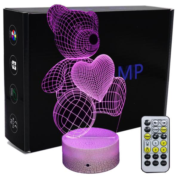 Teddy Bear Led Desk Light Touch 7 Color Changing Table Lamps Room Decor