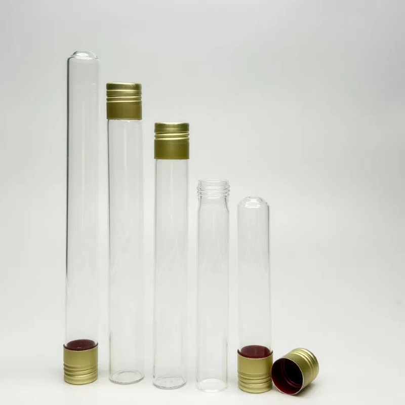 Laboratory 18x145mm Air Tight Leakproof Round Flat Bottom Borosilicate Glass Test Tube with Aluminum Screw Cap