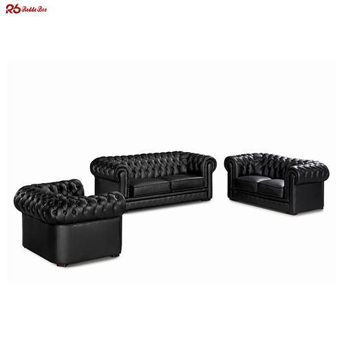 Sectional Tufted Leather Sofa Furniture For Villa White Black