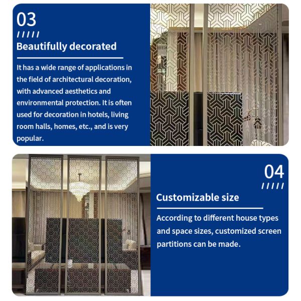 High Precision Stainless Steel Room Divider With PVD Coating Surface Finished