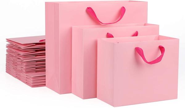 OEM Boutique Cardboard Fancy Kraft Paper Shopping Bags With Handle 210gsm