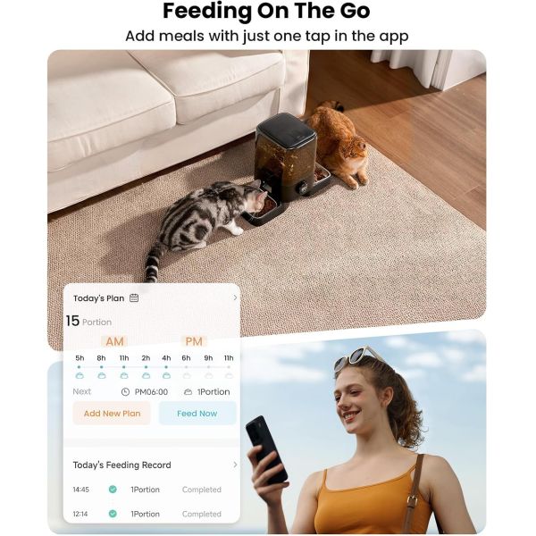 2K Camera Smart Pet Feeder Dual WiFi Two Way Audio Large Capacity for Pets