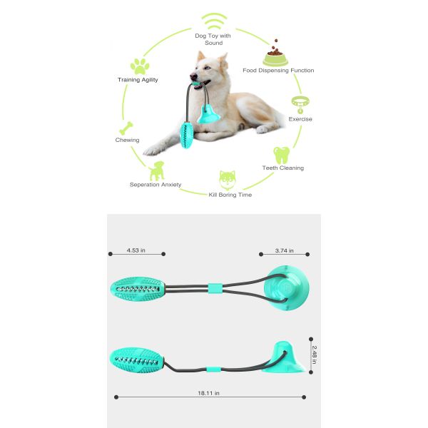 Elastic Dog Chew Teeth Cleaner Toy / Food Dispensing Dog Suction Pull Toy OEM 400mm